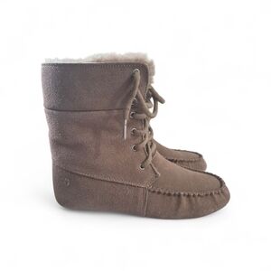 Emu Australia Brooklyn Suede Slipper Boot Size 7 In Mushroom